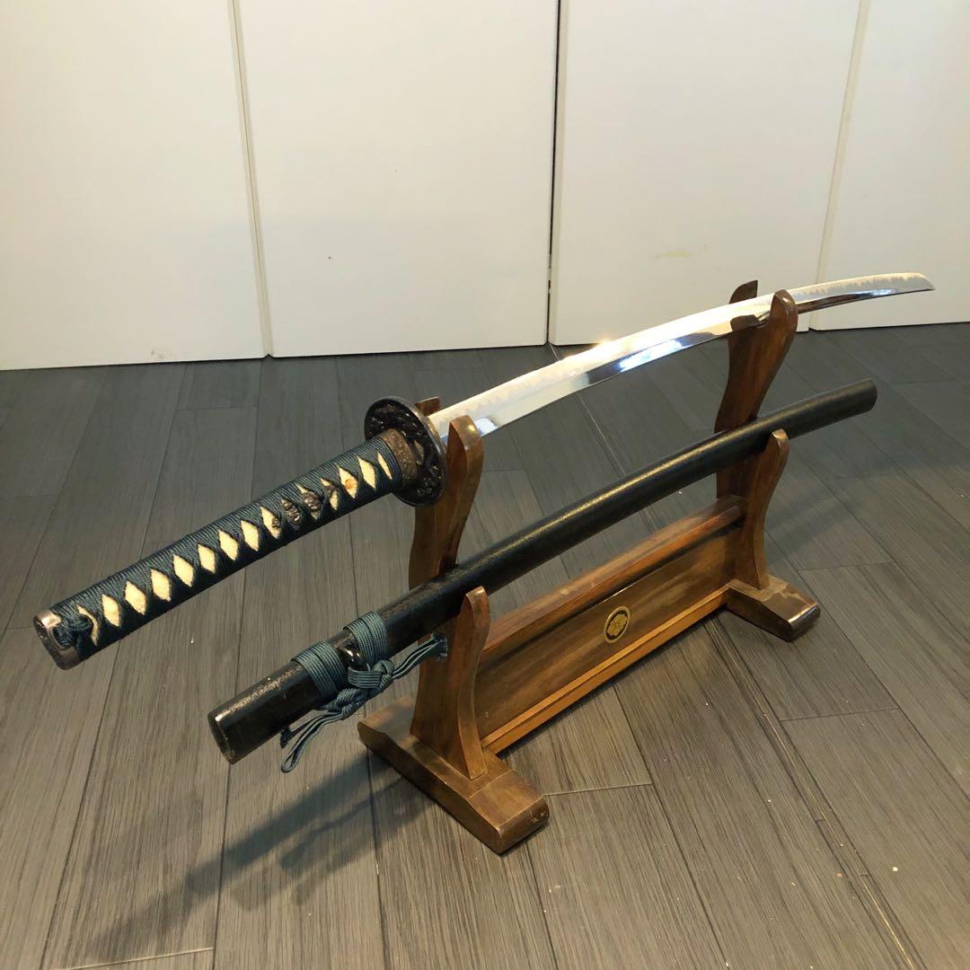 本格模造刀　太刀　居合刀　本研波刃　緑拵え　 刃長