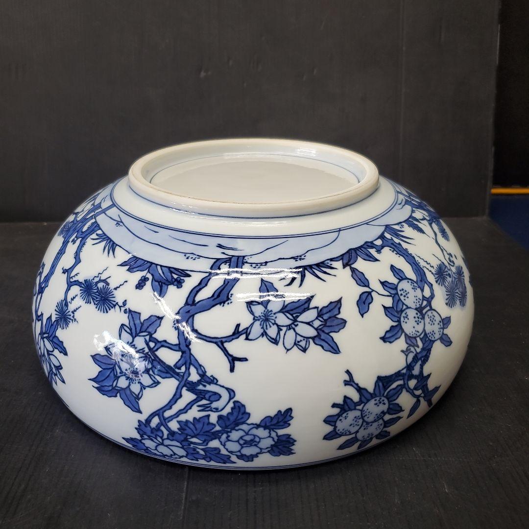 お値下げ 平安 手塚祥堂 染付 四仙花文 平水指 水指