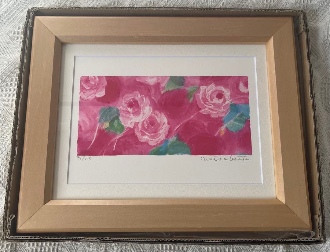 額入り版画 限定ジクレー ジニーキム バラの花 現行品 サイン.ED.証明書