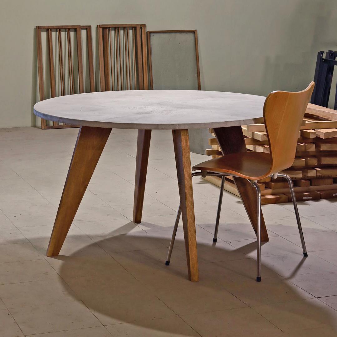 オーダー専用｜ラウンドテーブル｜ダークグレー｜Φ100cm｜薄塗りモルタル