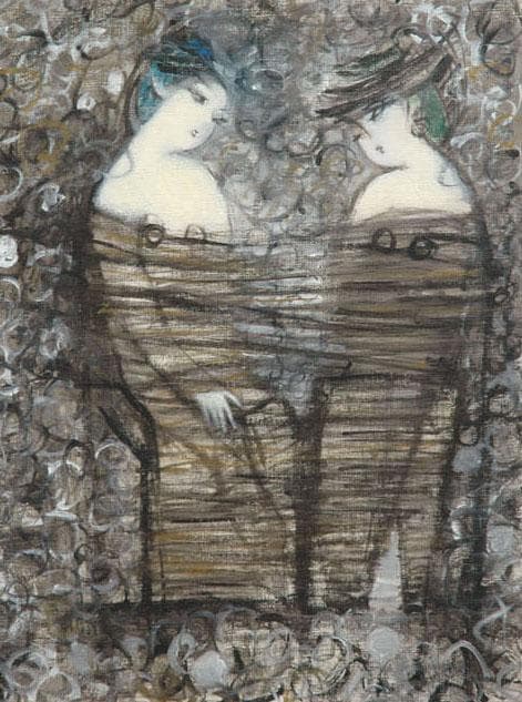 油絵 菅家令子 絵 絵画 インテリア 額付(白) F6-083011 人物 女性