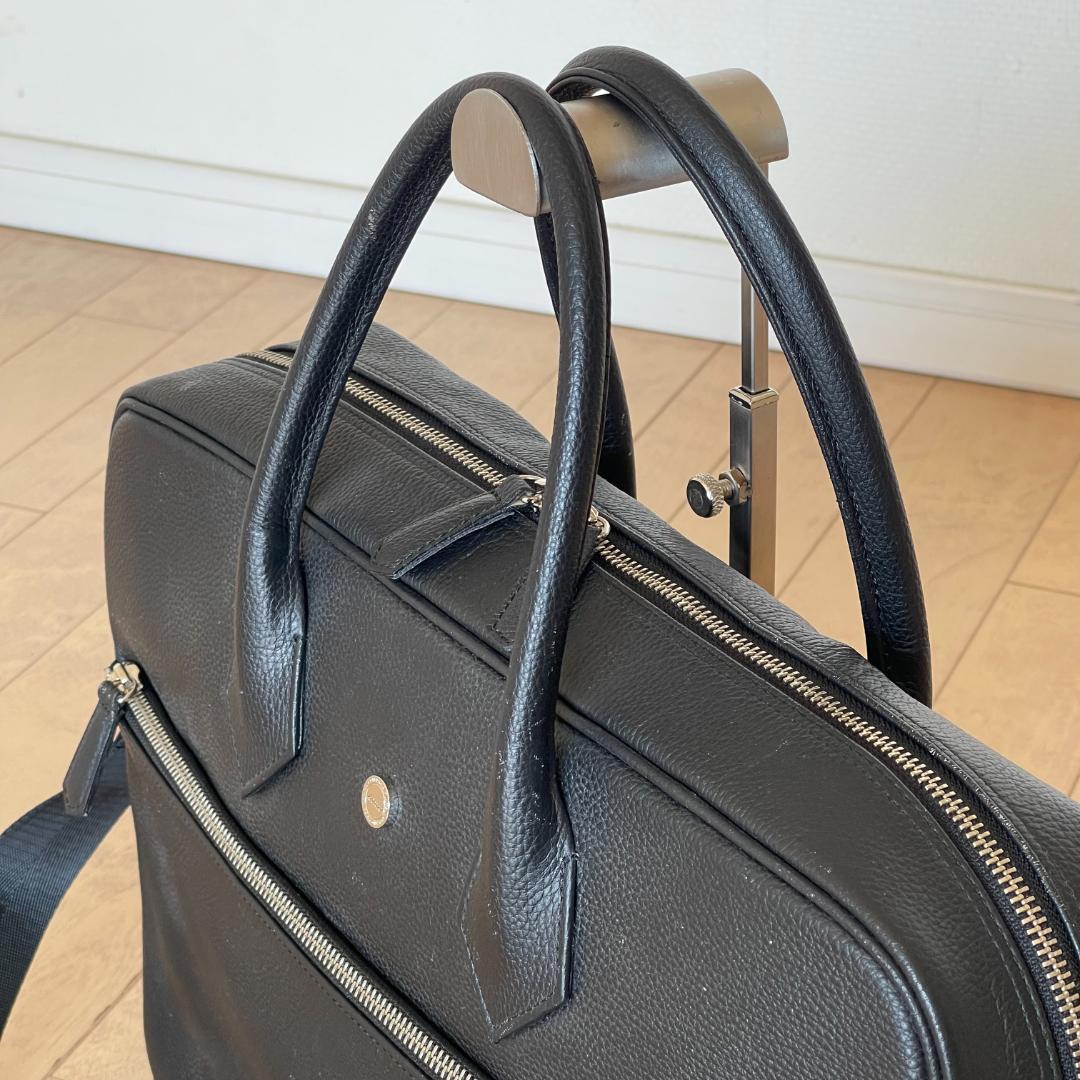 【美品・定価85,800円】hinn エンボスレザー ビジネスバッグ(オマケ付)