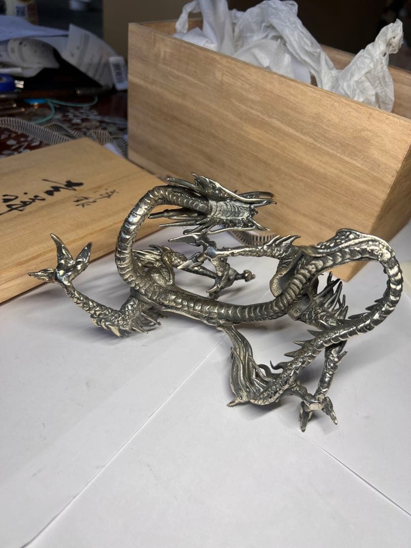 高岡銅器 洋銀 吉祥昇龍 (作・須賀月芳)き