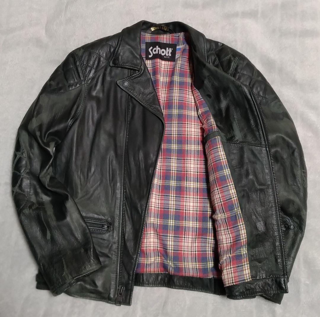 牛革】schott クラシック パデッド ライダース（M）