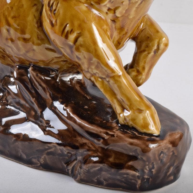 九谷焼 柳雨軒 三代八十吉 徳田正彦作 獅子 干支置物 共布共箱 C 8408A