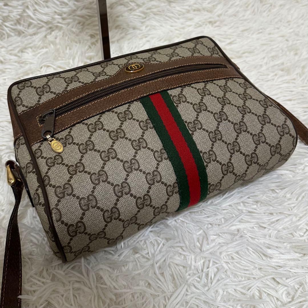 値下げ オールドグッチ GG 総柄 レザー ショルダーバッグ シェリーライン