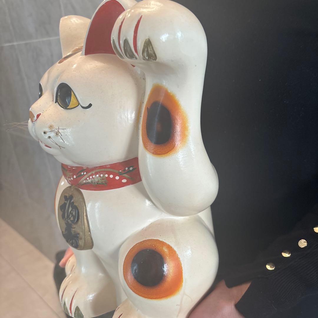 1920-30年代　瞳が美しく雰囲気抜群の幸運・良き人との出会いを招く特大招き猫