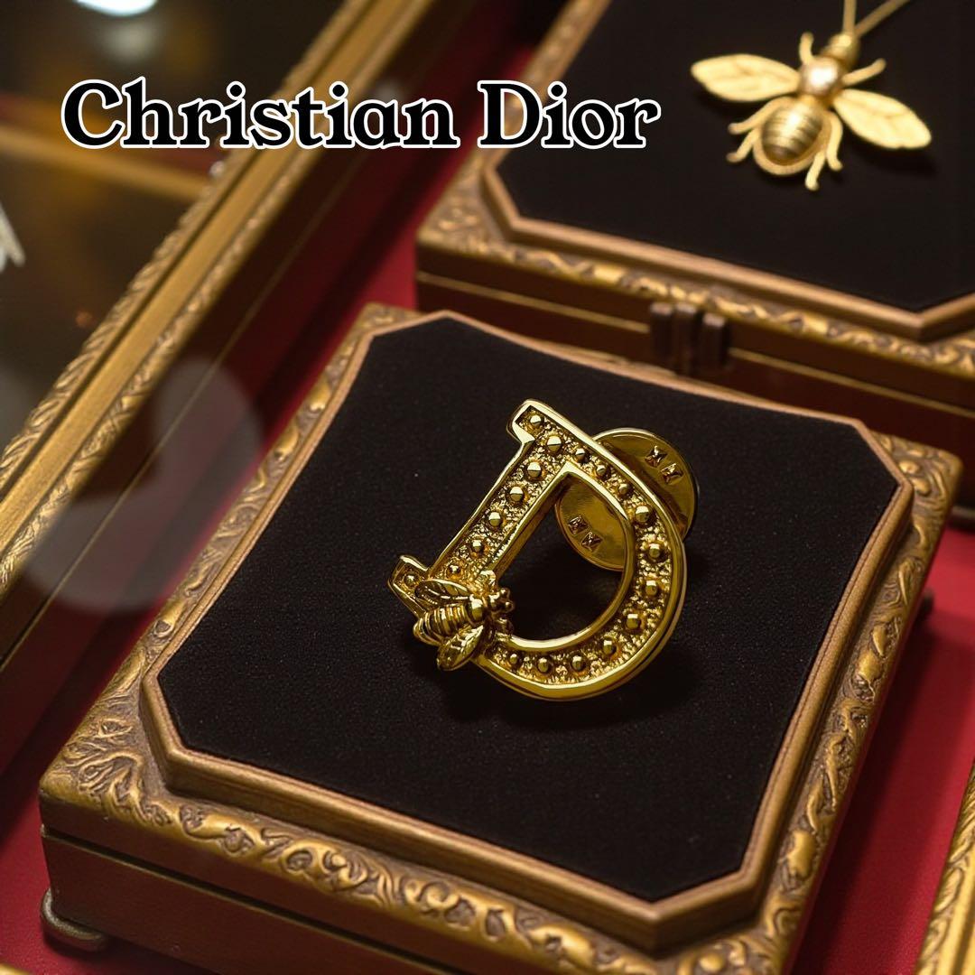 希少 クリスチャンディオール ピンブローチ ロゴ アルファベット 蜂 ビー クリスチャンディオール Christian Dior ピンブローチ ロゴ