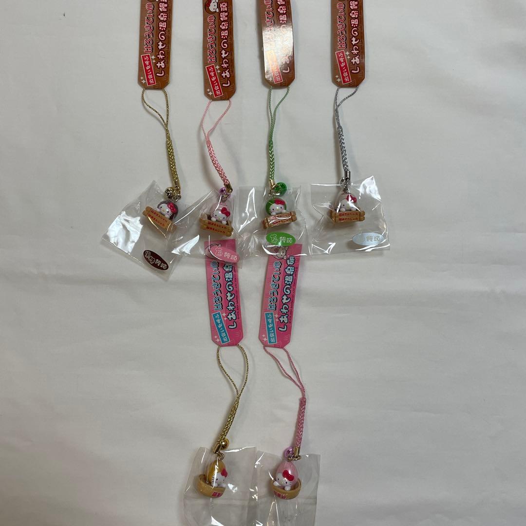 新品◆ハローキティ ご当地キティ 根付けストラップ 温泉饅頭 温泉卵 6個セット