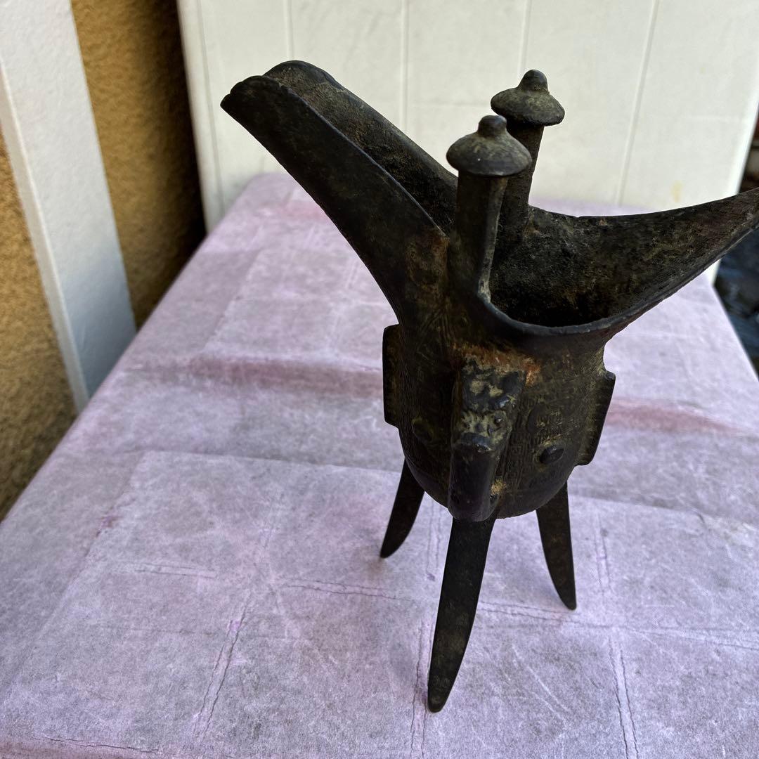 古風な青銅製三脚ワイン容器、ジュエ、宋明朝 三国志覇道 爵杯＆孫堅頭巾