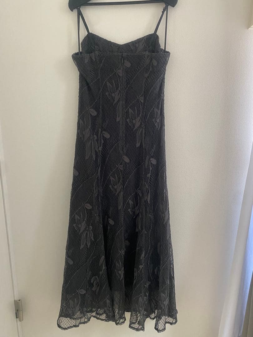 グレー フローラル刺繍 マキシドレス