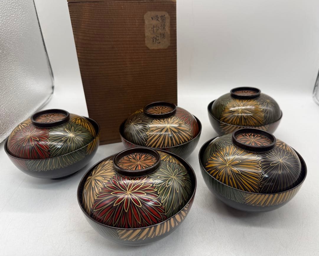 輪島塗 菊模様 吸い物椀5点 共箱 送料込み260204 - メルカリ