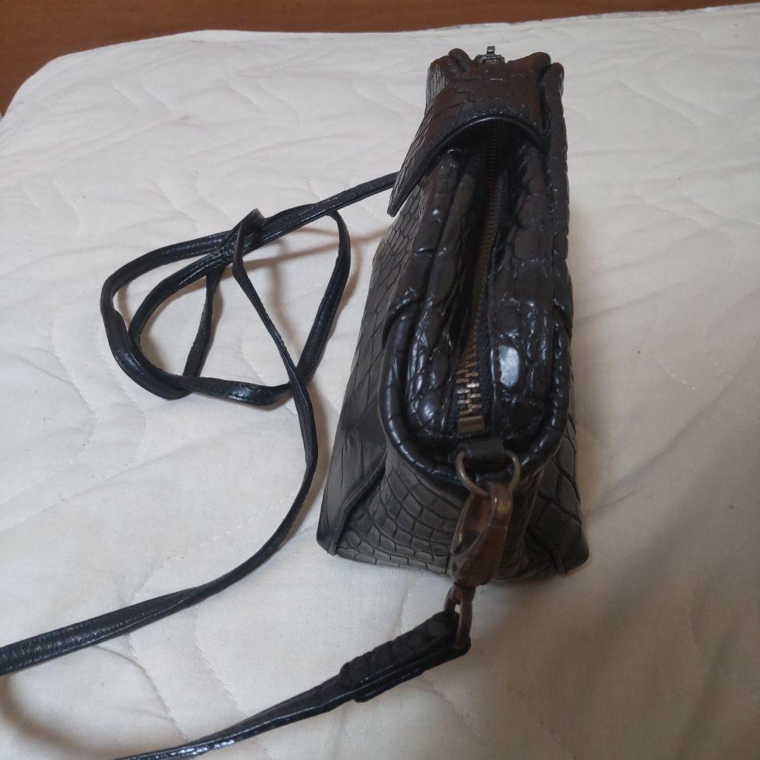 早いもの勝ち池田工芸、黒 クロコダイル ショルダーバッグ
