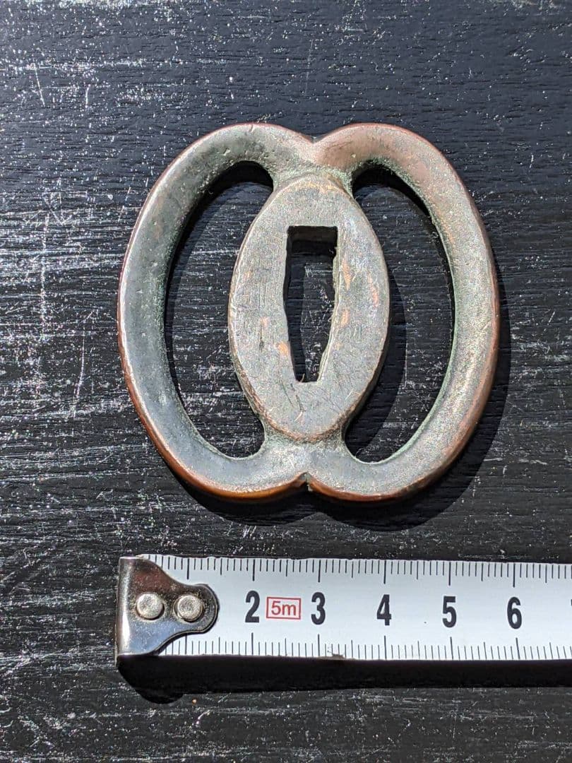 鍔３ 鉄製　二天 刀装具　時代　古玩　当時物　骨董品