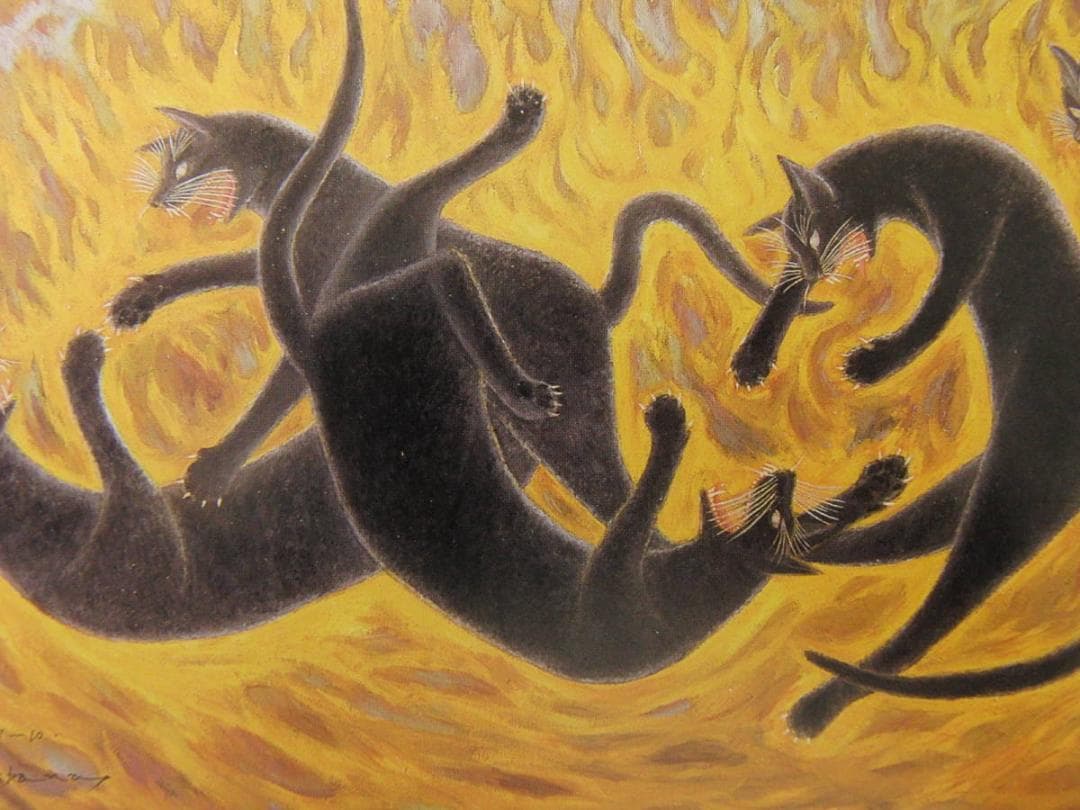 橘公俊、【煩悩の炎】、希少な額装用画集より、新品額装付、状態良好