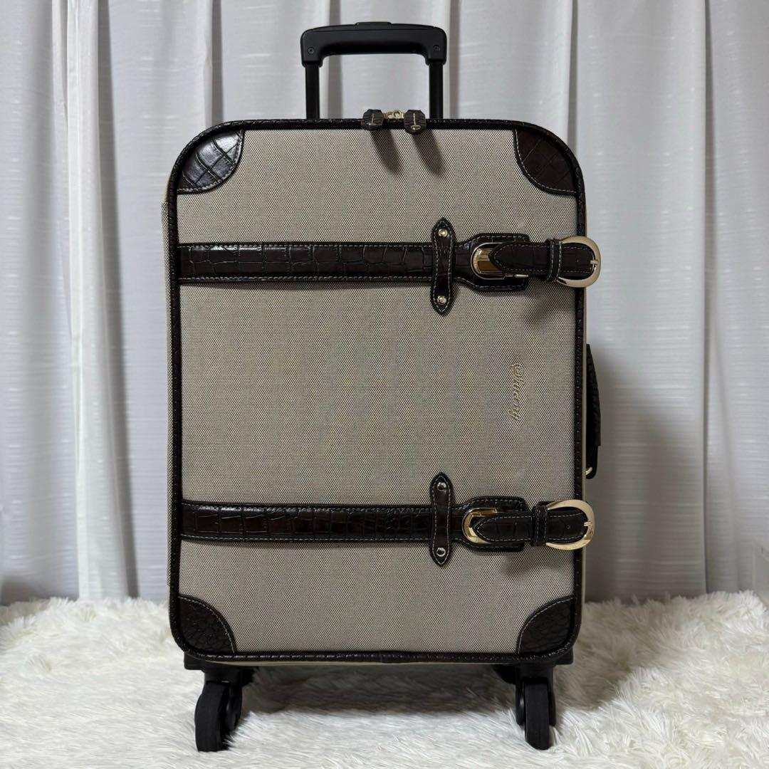 ⭐️未使用級⭐️ スワニー トランクキャリー キャンバス クロコ型押し