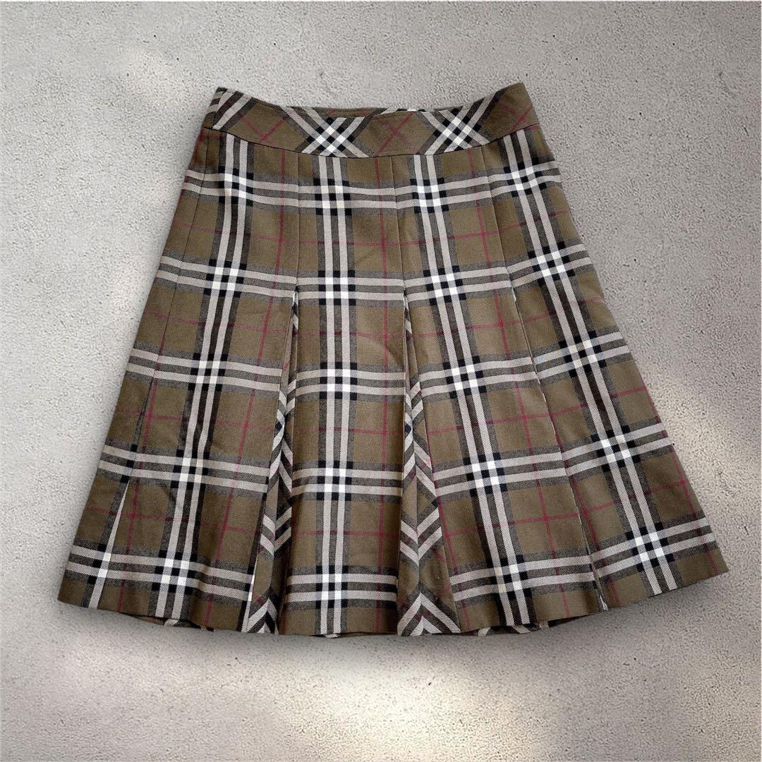 バーバリーロンドン ウールスカート ノバチェック ブラウン 40 L