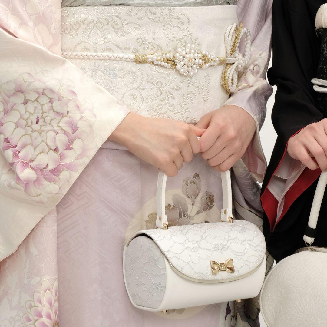 ホワイト 草履とバッグのセット リボン 成人式 卒業式 結婚式