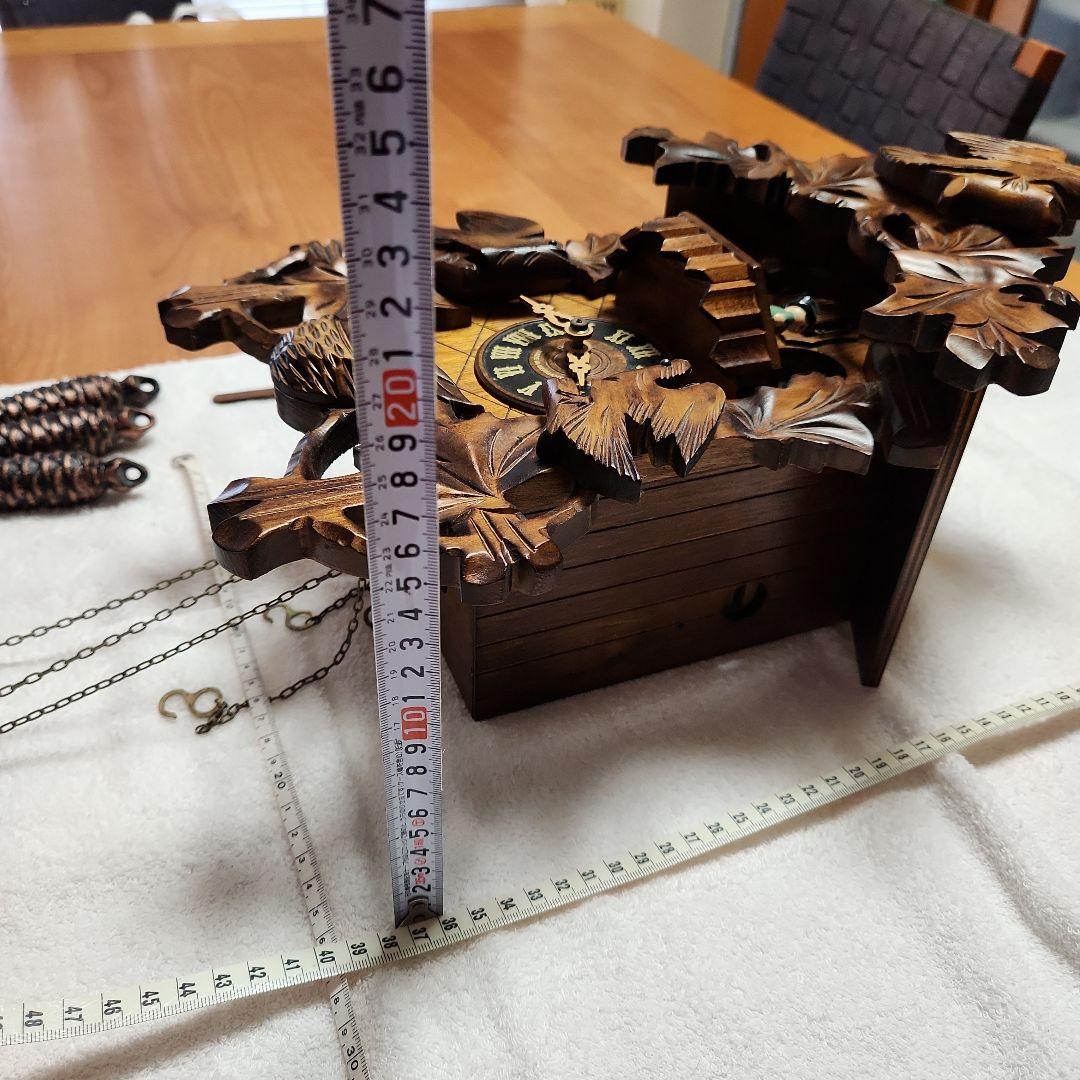 【ドイツ製】木製柱時計 錘式鳩時計　ドイツ森の時計　からくり鳩時計　説明書付