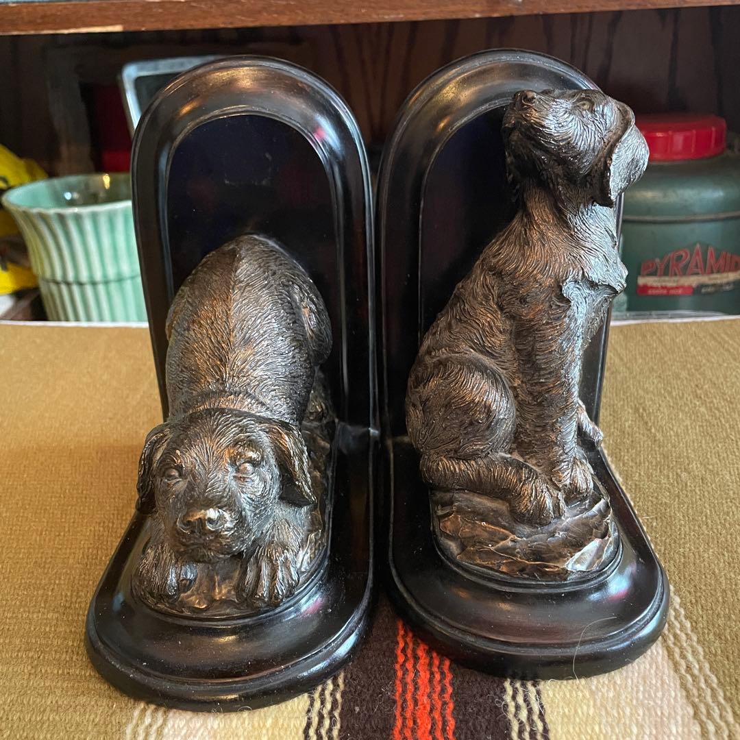 希少品！50's〜60's アメリカアンティーク犬のブックエンド置物USA