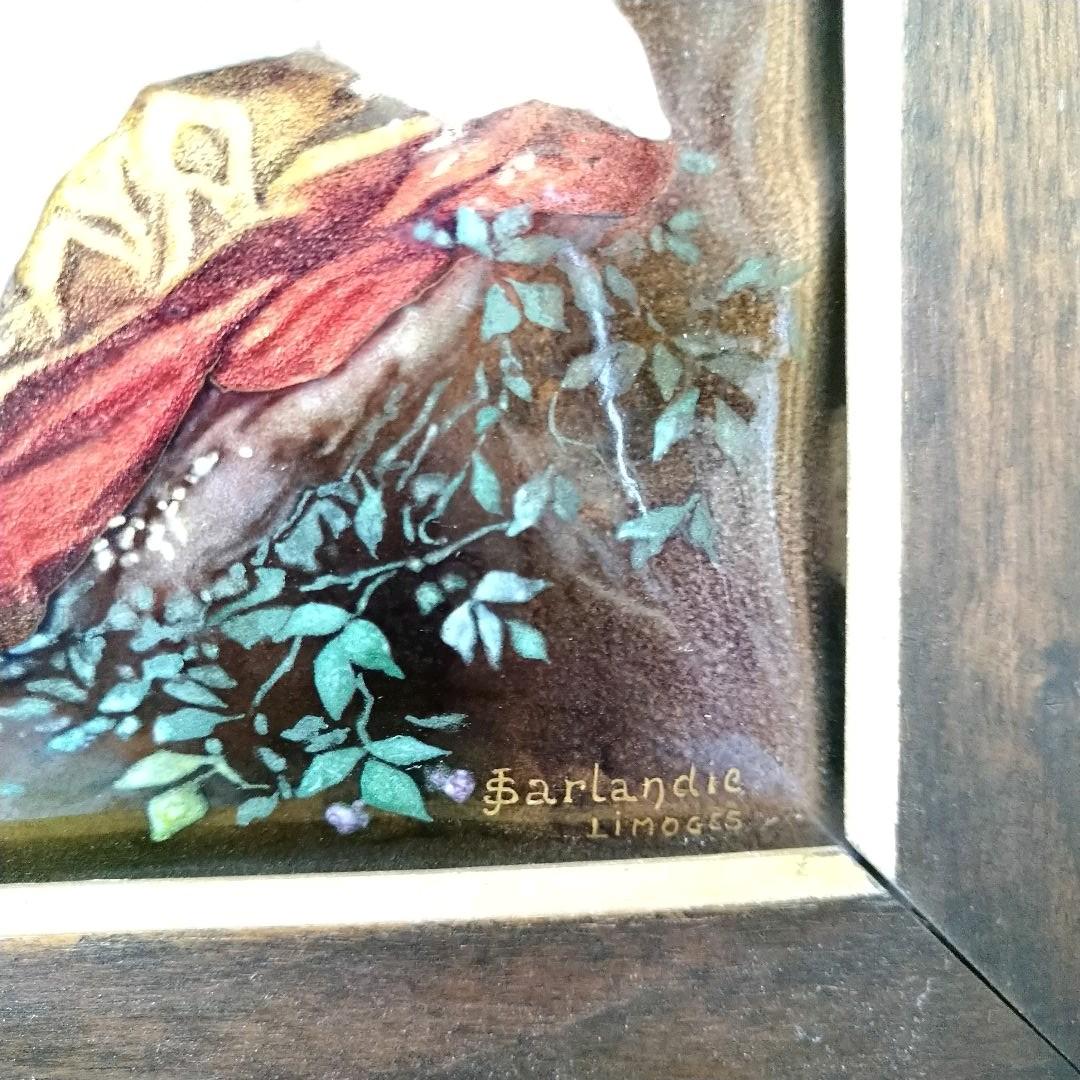 ✤リモージュ額入りエマイユ銅版画✤「ふたりの裸婦」✤