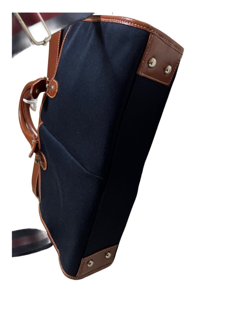 未使用級 ステファノマーノ ビジネスバッグ 2way ナイロン レザー ブルー