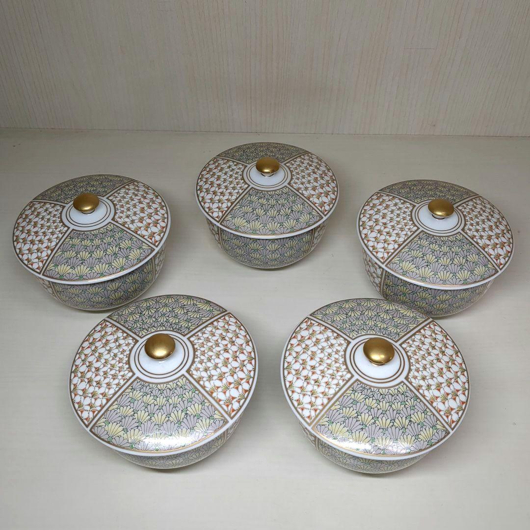 深川製磁 宮内庁御用達 梅菊地紋 汲出碗揃 蓋付湯呑み5客 - メルカリ