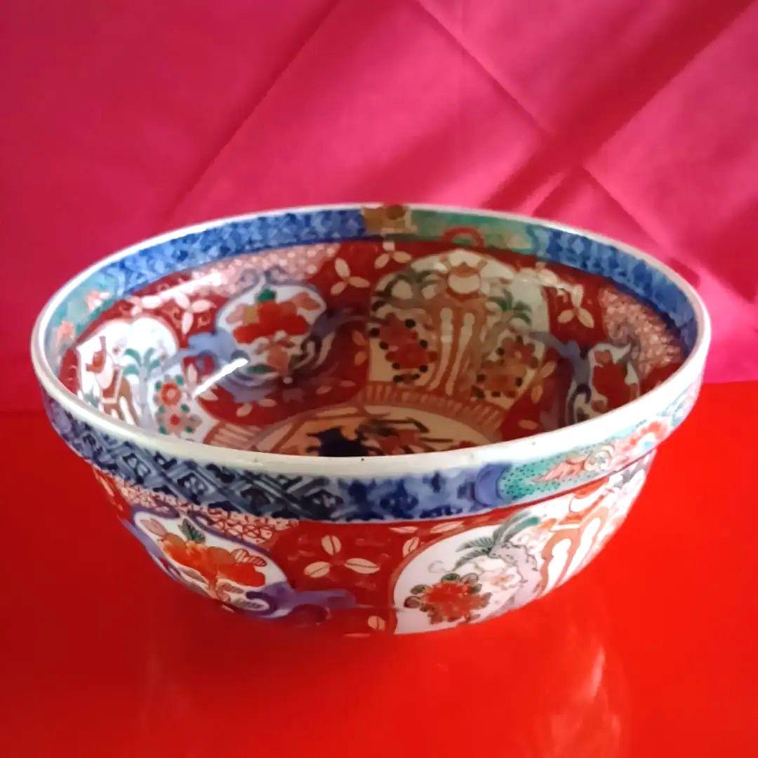骨董品 金彩赤絵牡丹文 盛鉢 大鉢 菓子鉢 深鉢 丼鉢