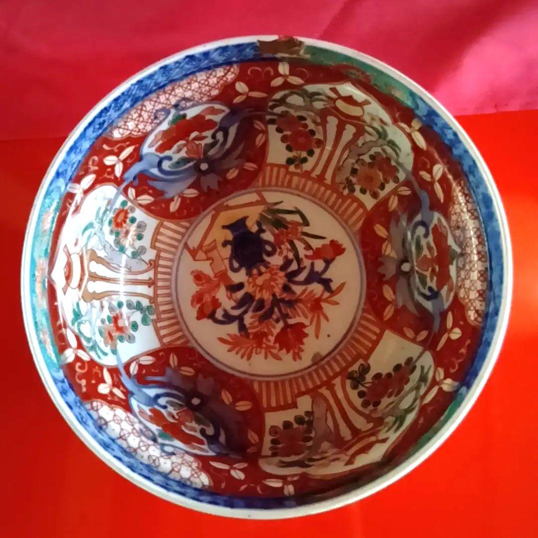 骨董品 金彩赤絵牡丹文 盛鉢 大鉢 菓子鉢 深鉢 丼鉢