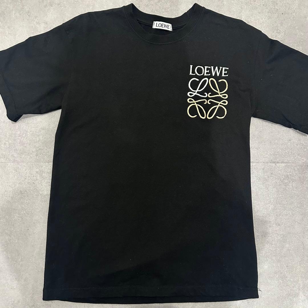 LOEWE ロゴ刺繍 ブラック Tシャツ LOEWE ブラック Tシャツ ロゴ入り ロエベ ロゴ アナグラム T- シャツ