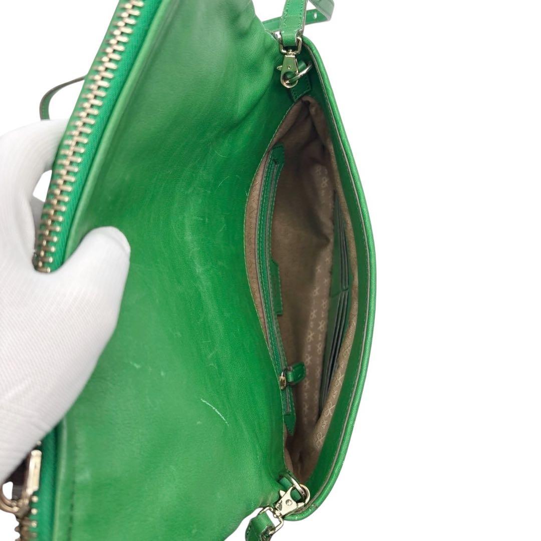 良品◎ アニヤハインドマーチ 斜めがけ可 ショルダーバッグ レザー グリーン