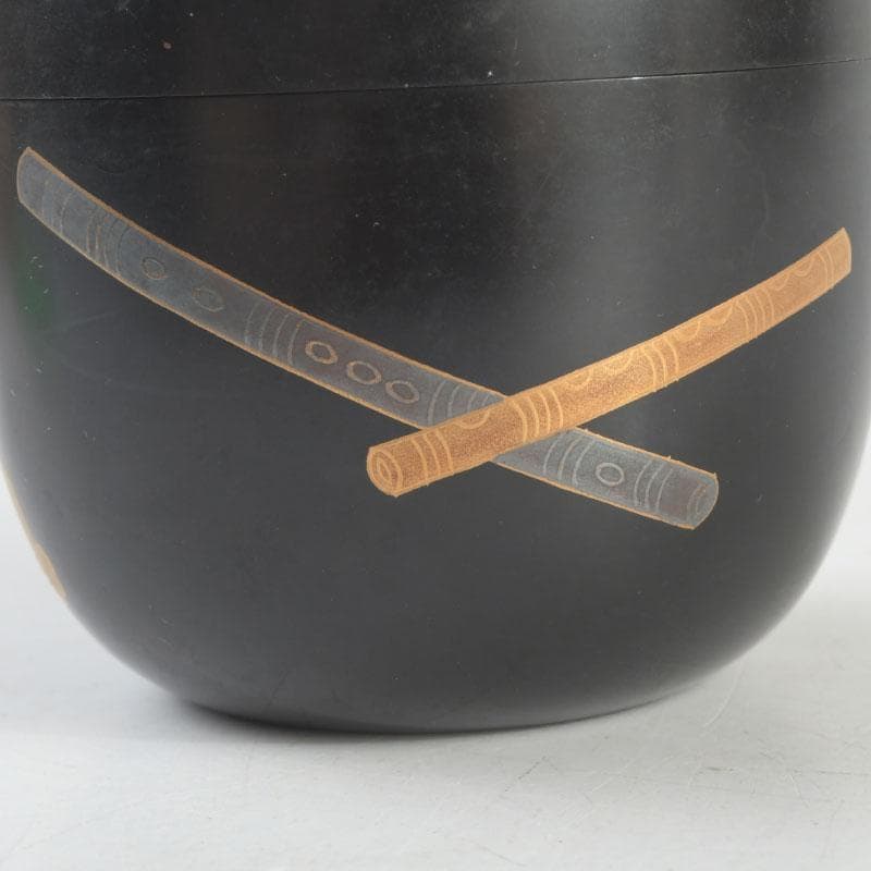 茶道具 加賀蒔絵師 志田伯峰作 鼓蒔絵 中棗 共箱 V 9519