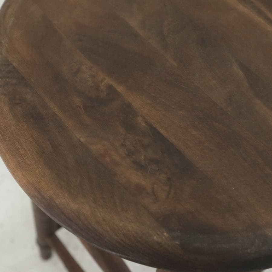 値下 英国 アンティーク調 無垢材 ハイスツール 丸椅子 ダークブラウン