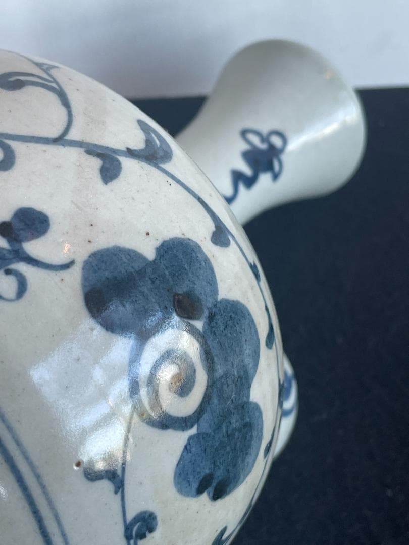 明 中国美術 青花 染付 唐草 乳瓶 景徳鎮窯系 軍持 水瓶 乳首 徳利 酒