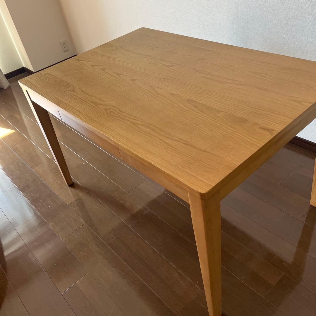 ベルメゾン ナチュラルウッド ダイニングテーブル 引き出し付き