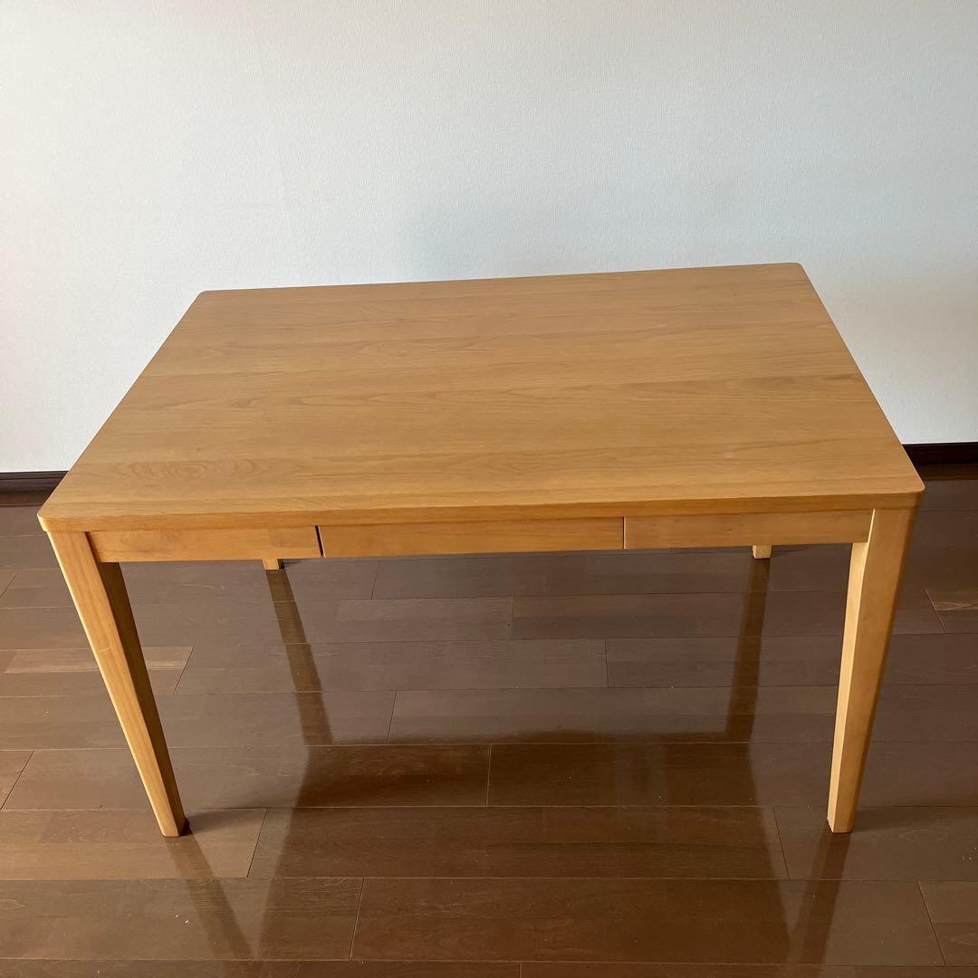 ベルメゾン ナチュラルウッド ダイニングテーブル 引き出し付き