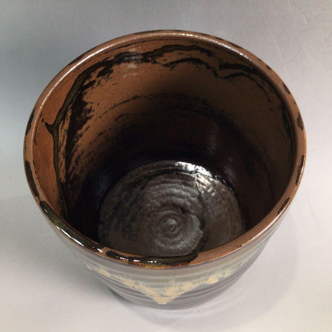 P325 水指 『膳所焼』『雄松苑造』『一重口水指』 共箱 茶道具