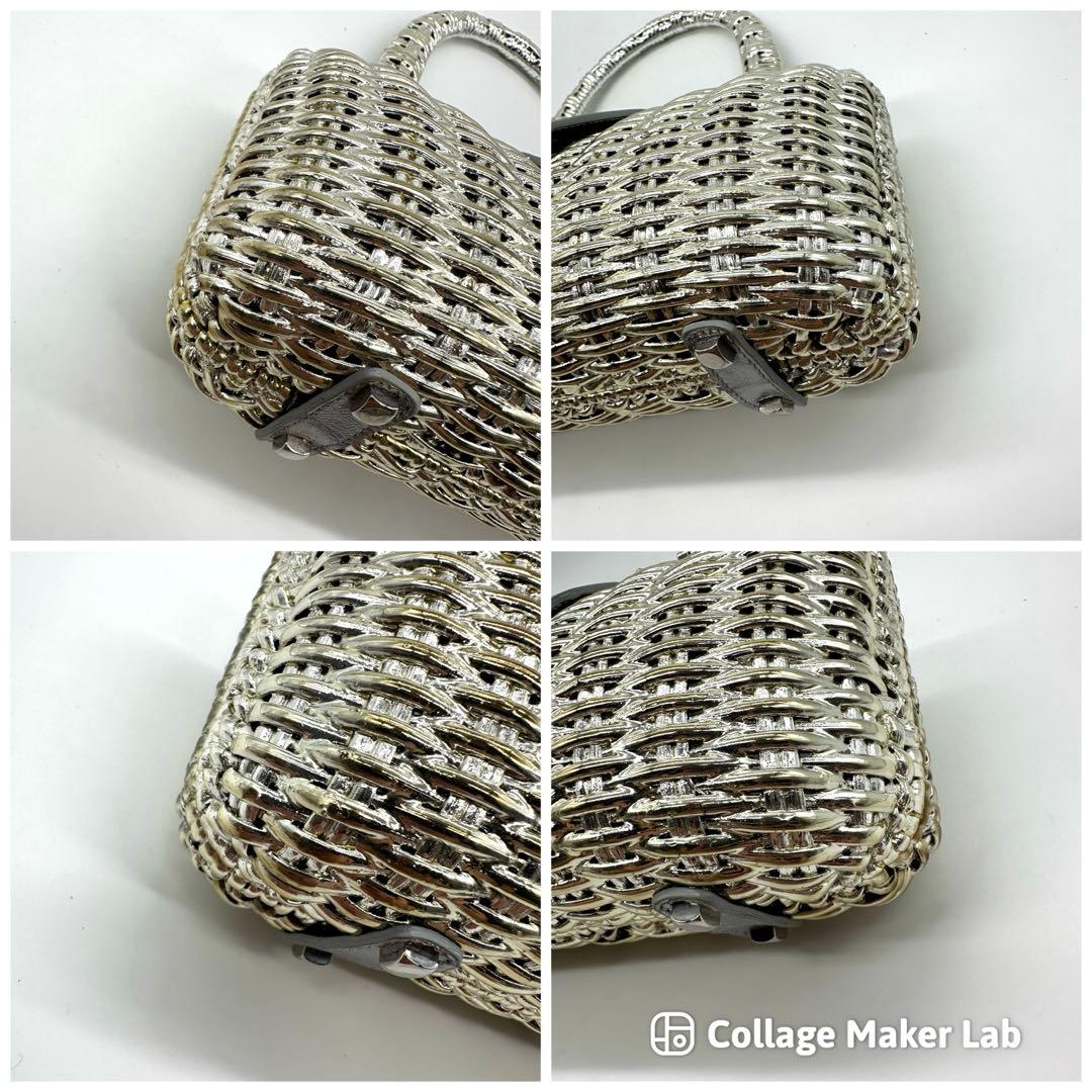 【希少美品】フェラガモ ガンチーニ かごバッグ ハンドバッグ シルバー金具