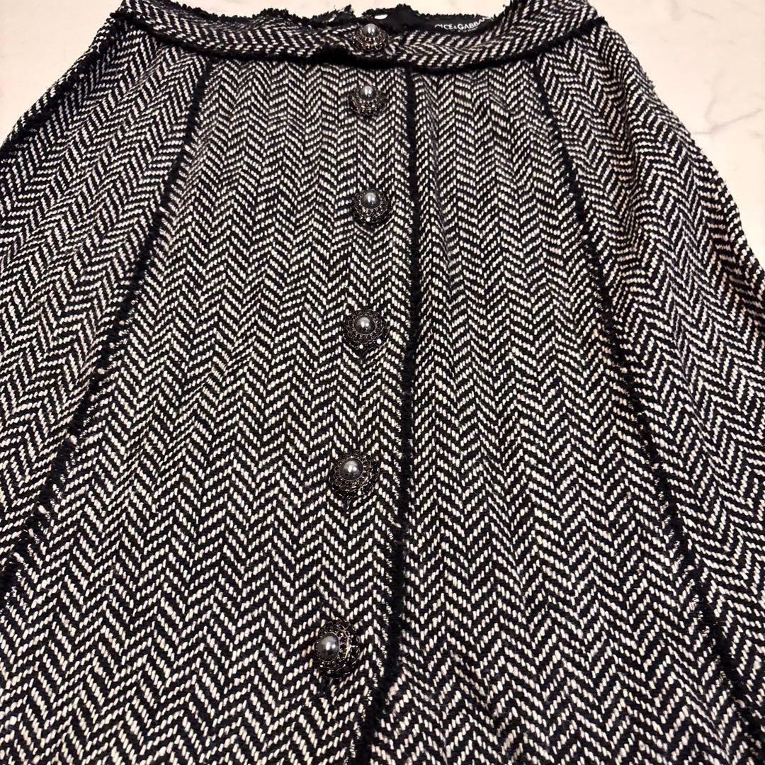 DOLCE&GABBANA ヘリンボーン フレアスカート 40