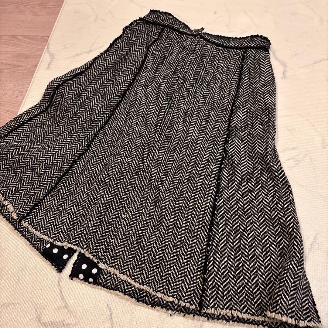 DOLCE&GABBANA ヘリンボーン フレアスカート 40