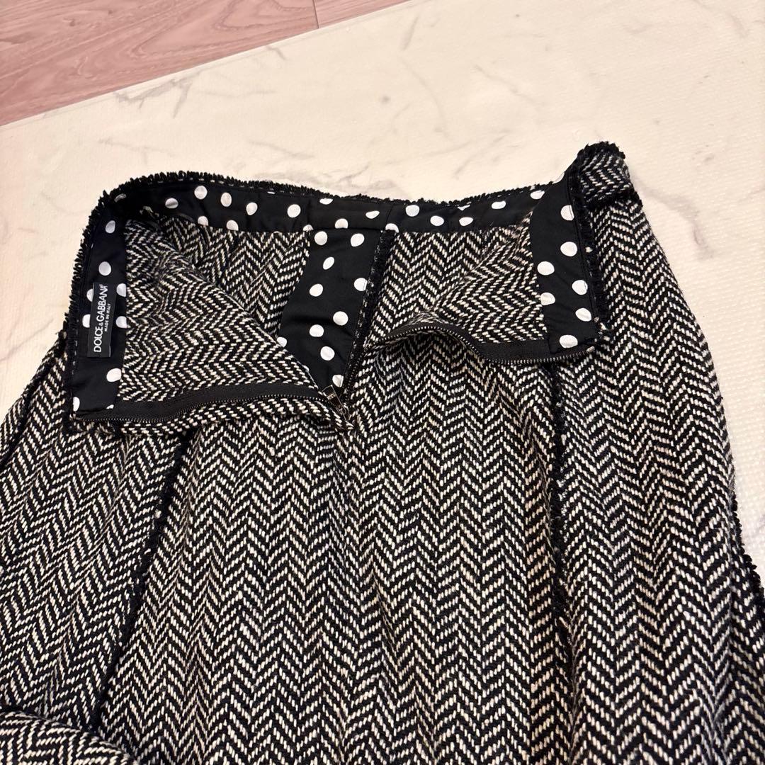 DOLCE&GABBANA ヘリンボーン フレアスカート 40
