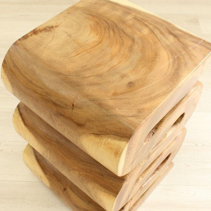 【在庫セール】モンキーポッド スツール 椅子 木製 無垢材 １本彫り 腰掛 花台