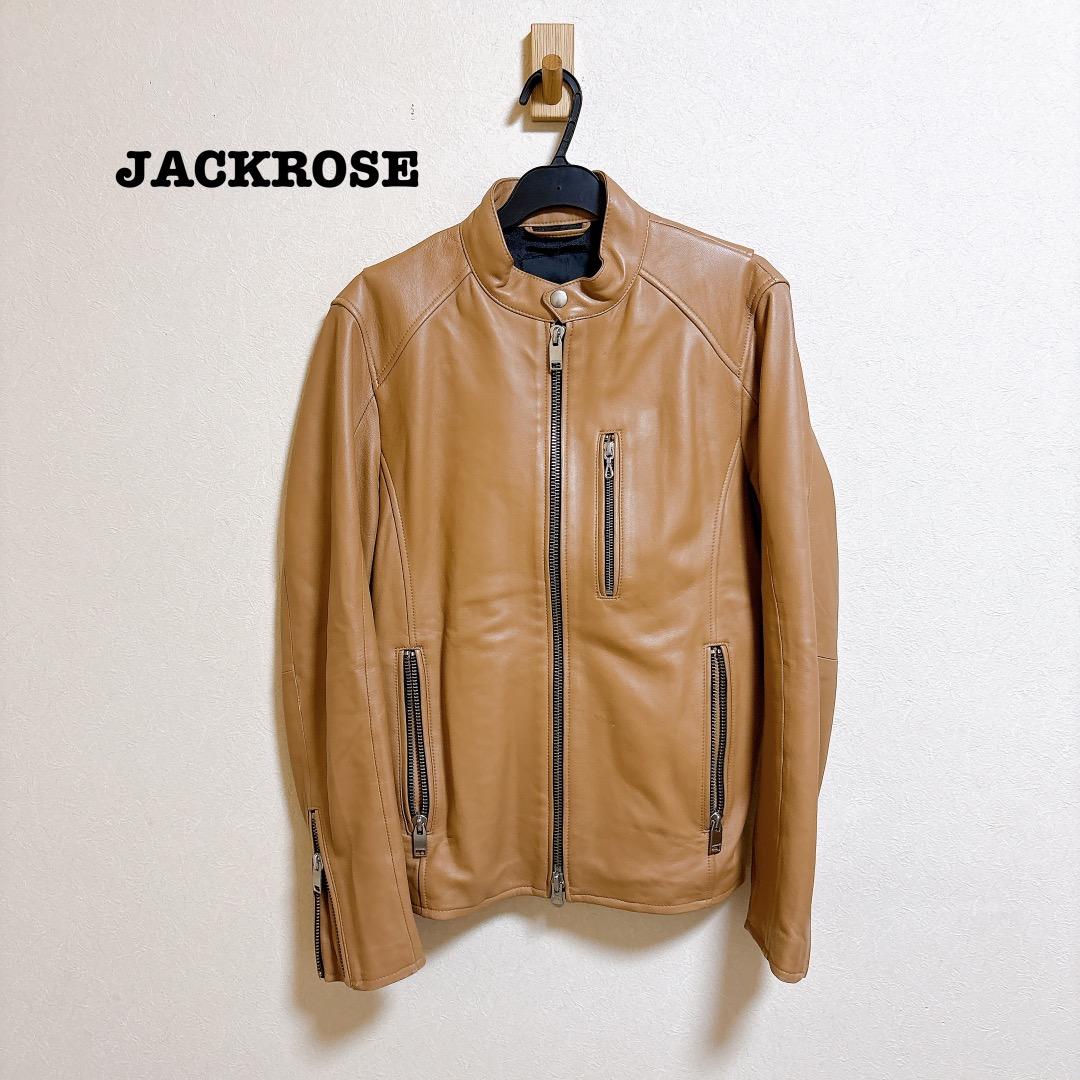 ジャックローズ シングル ライダースジャケット 羊革 ラムレザー 本革 キャメル ジャックローズ シングル ライダースジャケット 羊革 ラムレザー 本革