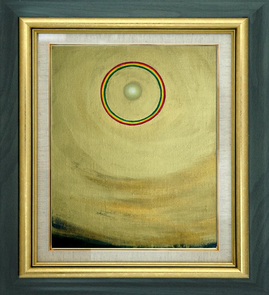 油絵 菅家令子 絵 絵画インテリア額付(白) F3-G92023 風景 希望 祈