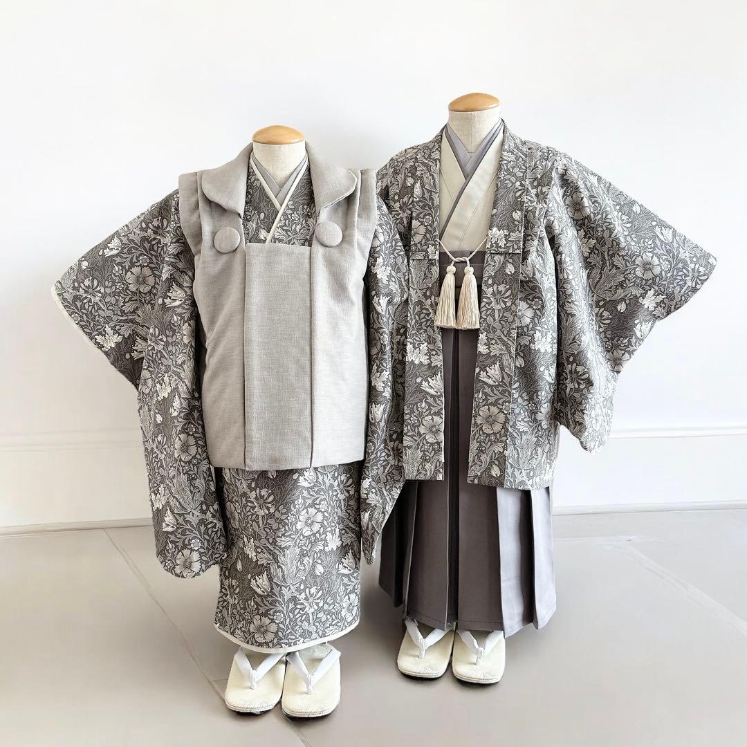 のん木★［おまとめ］二部式着物 + 羽織袴3点セットꕤハンドメイドꕤ七五三