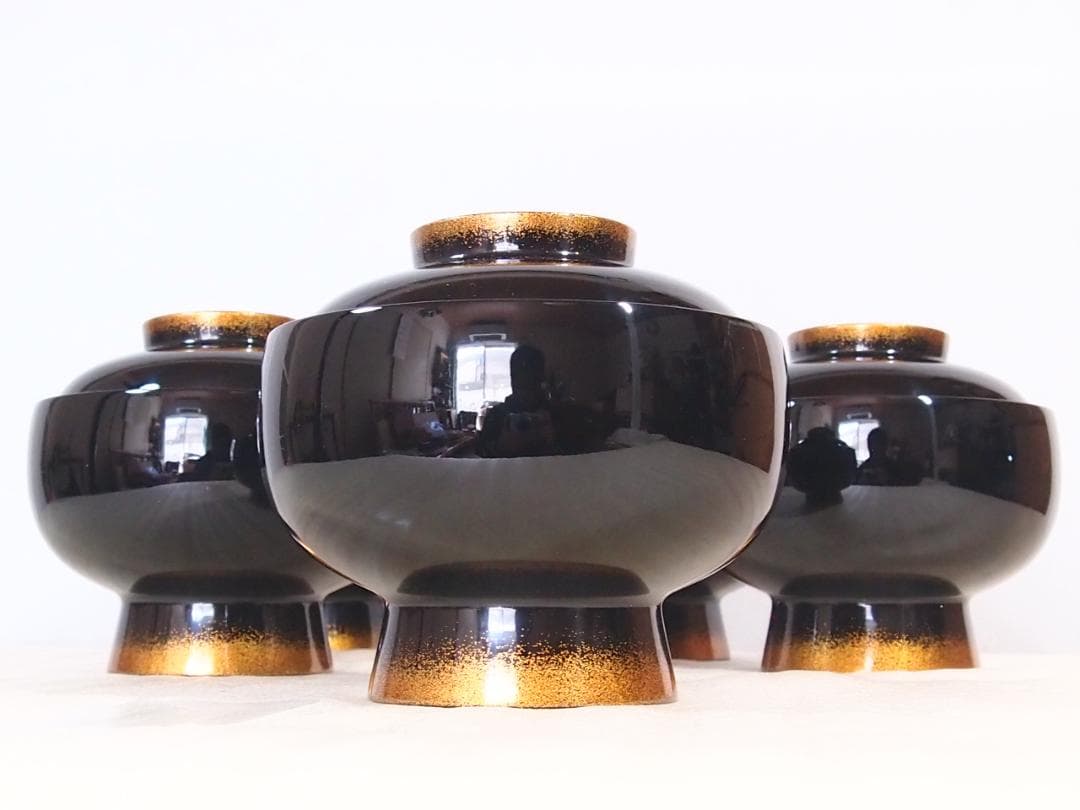 高級・未使用】輪島塗 大向高洲堂 竹林祐行 縁梨地 煮物椀 5