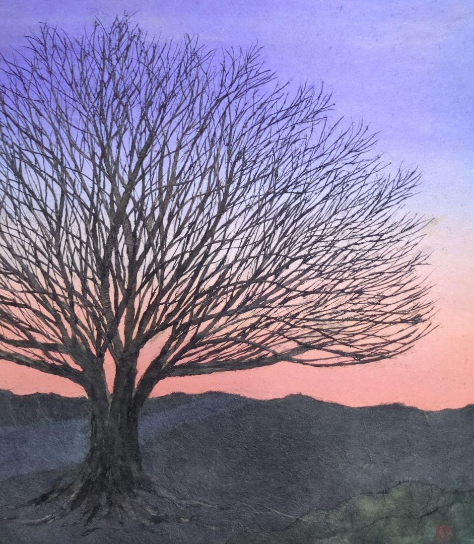 【ちぎり絵】「幻想-夕暮れ」　ハンドメイド　(P 10サイズ)　暮らしに彩りを