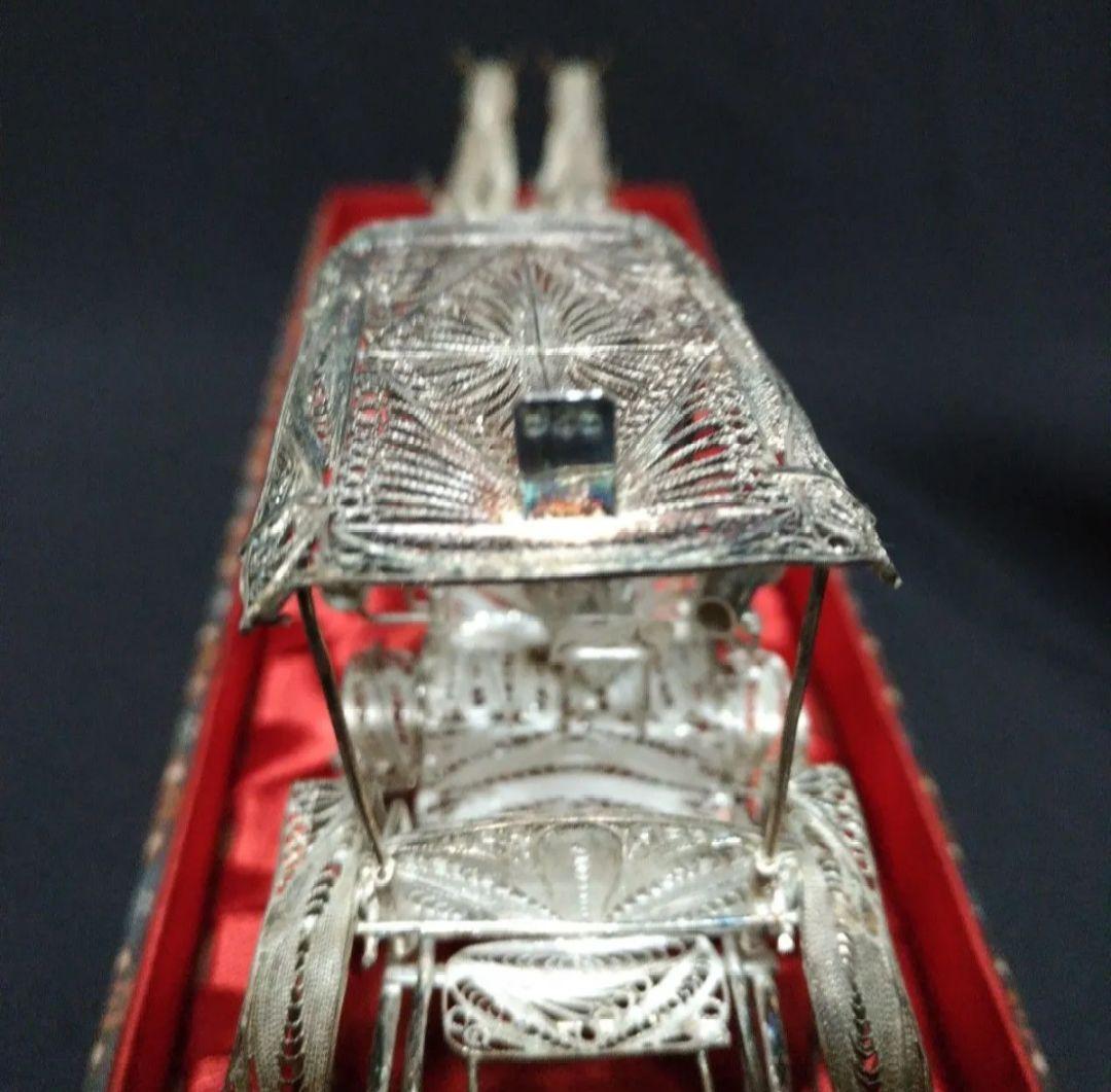 銀製　　銀細工　　馬車　　置物