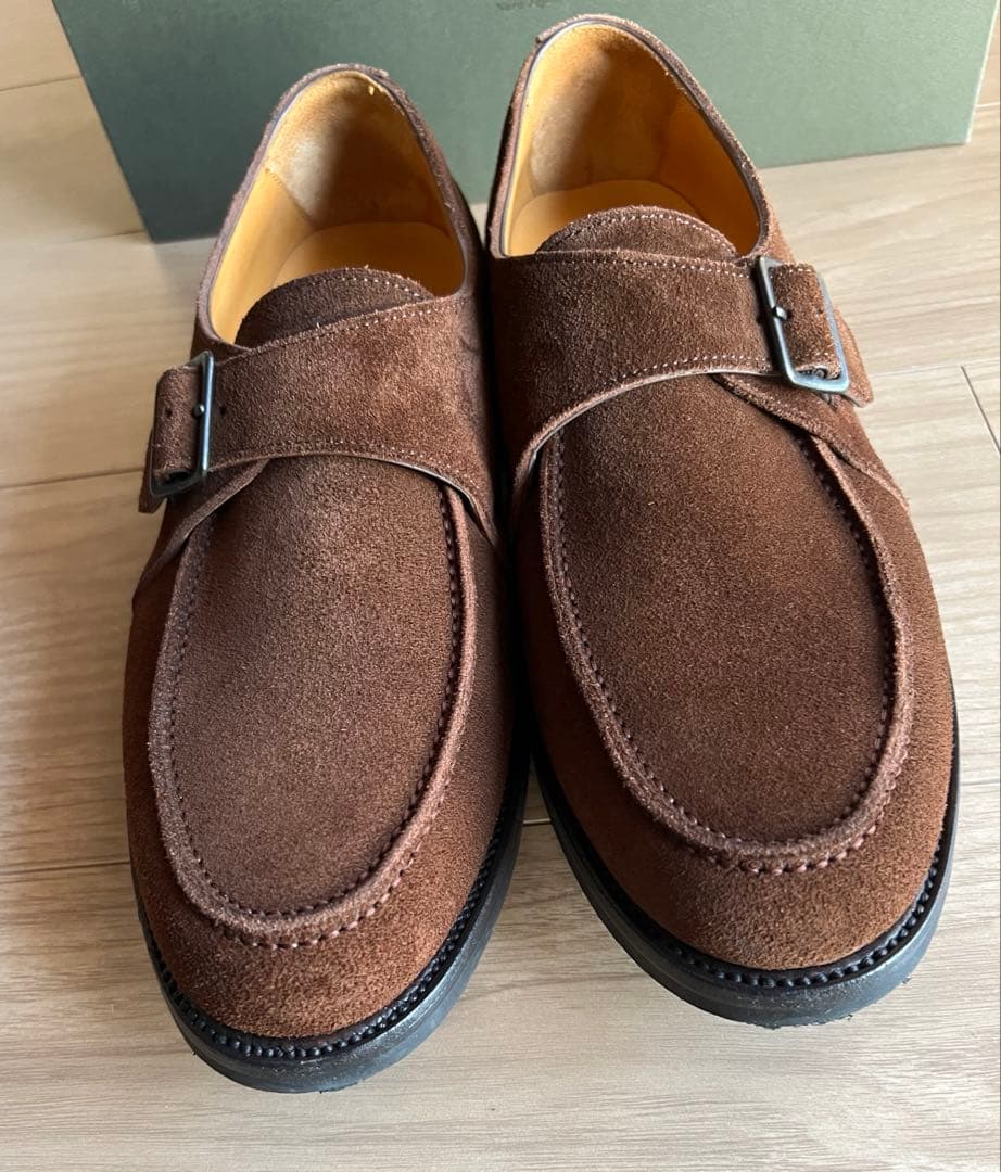 オリエンタルシューメーカー ブラウン スエード シングルモンク 25cm