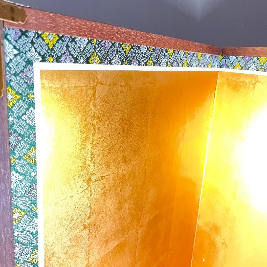 美品 豪華 金 屏風 衝立 パーテーション 慶事 一隻 四曲 四扇 旧家出